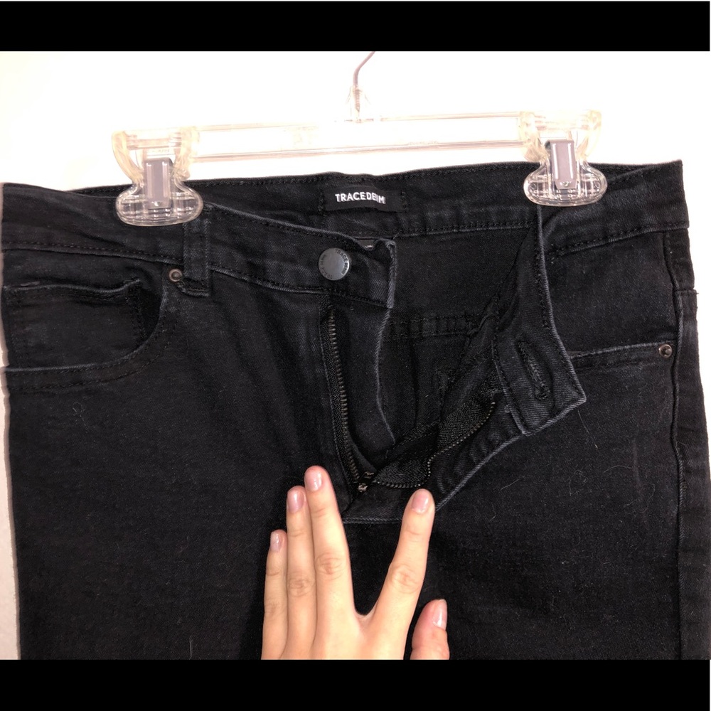 Black trace denim jeans